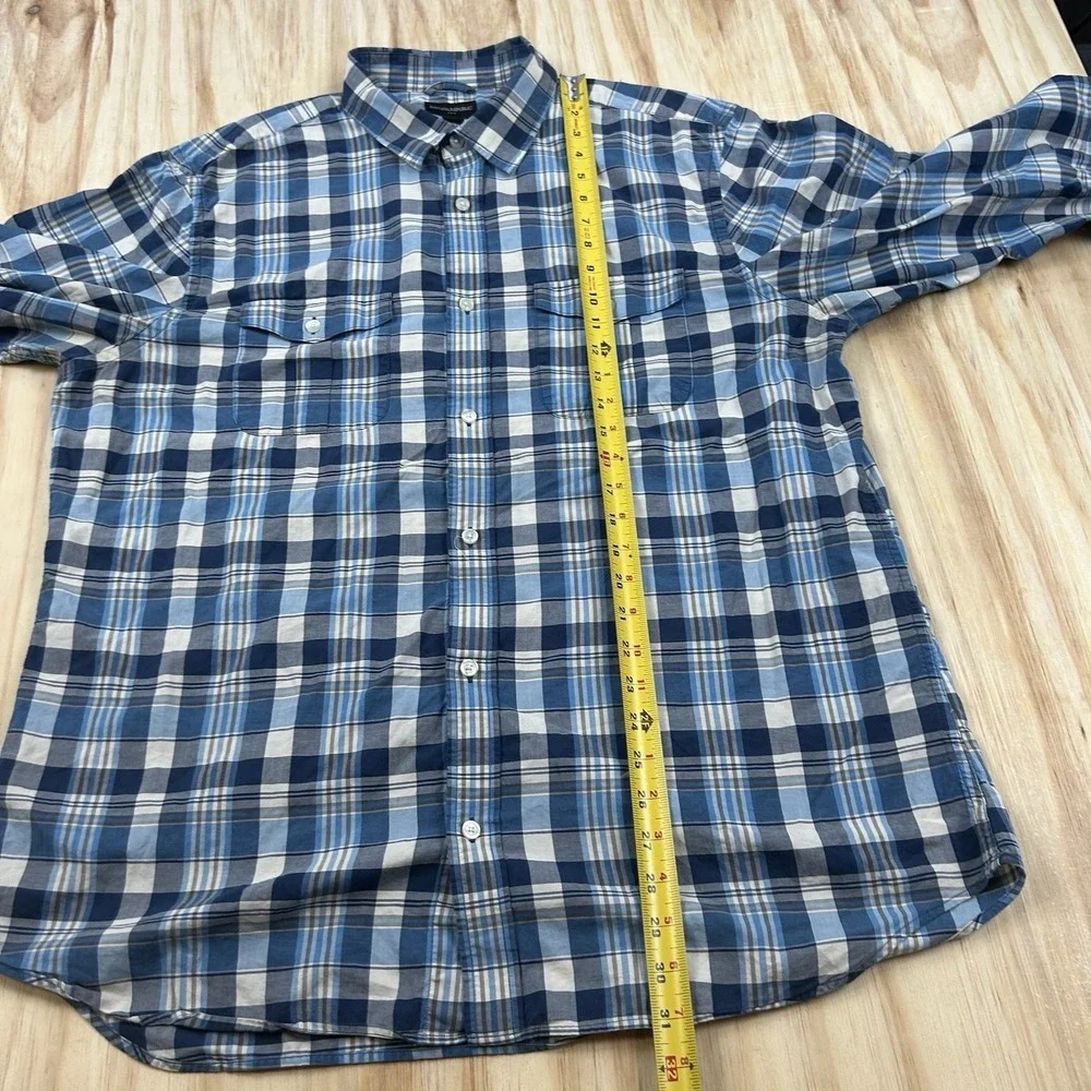 Banana Republic Shirt Men's Size 2XL Plaid Button Down Long Sleeve Cotton Blue